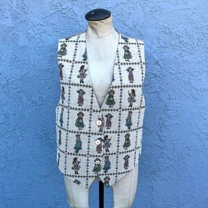 Womens 90s Vest Tapestry Novelty Print Holly Hobby top size Large